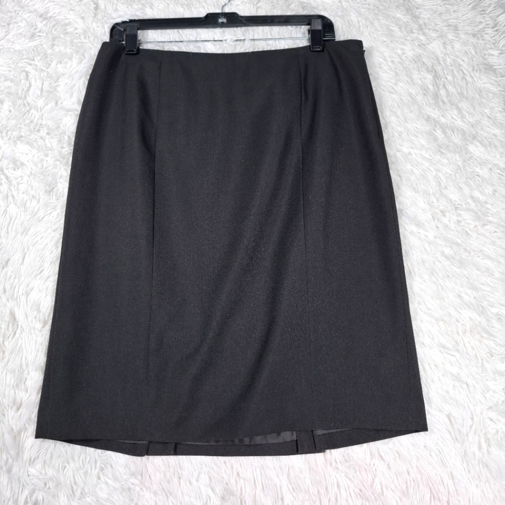 Kasper Classics Women's Pencil Skirt 2 Back Splits Solid Black 10 Petite